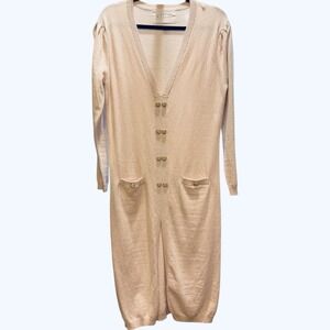 A. Putnam Enza Washable Cashmere Pale‎ Pink Midi Lightweight Sweater Dress Small